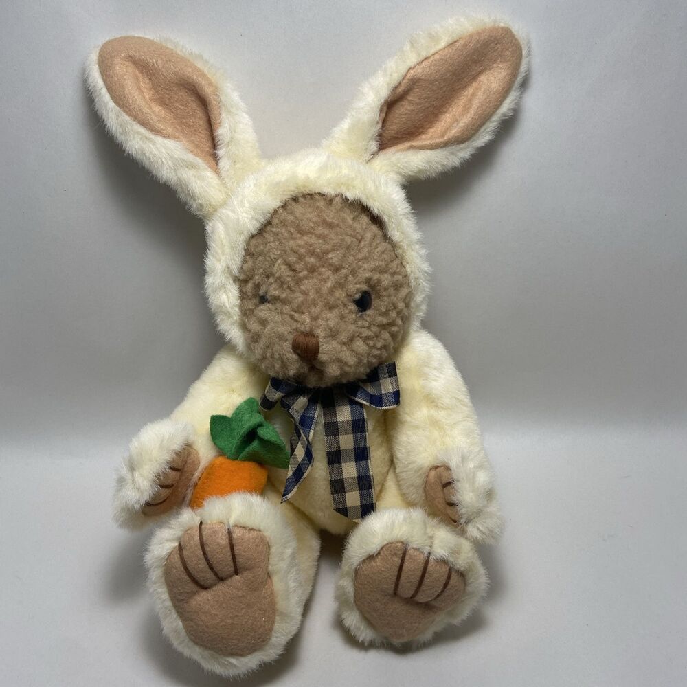 ABC Distributing Bear and Bunny 2in1 Plush Toy with Carrot Size 11" Brown/Cream